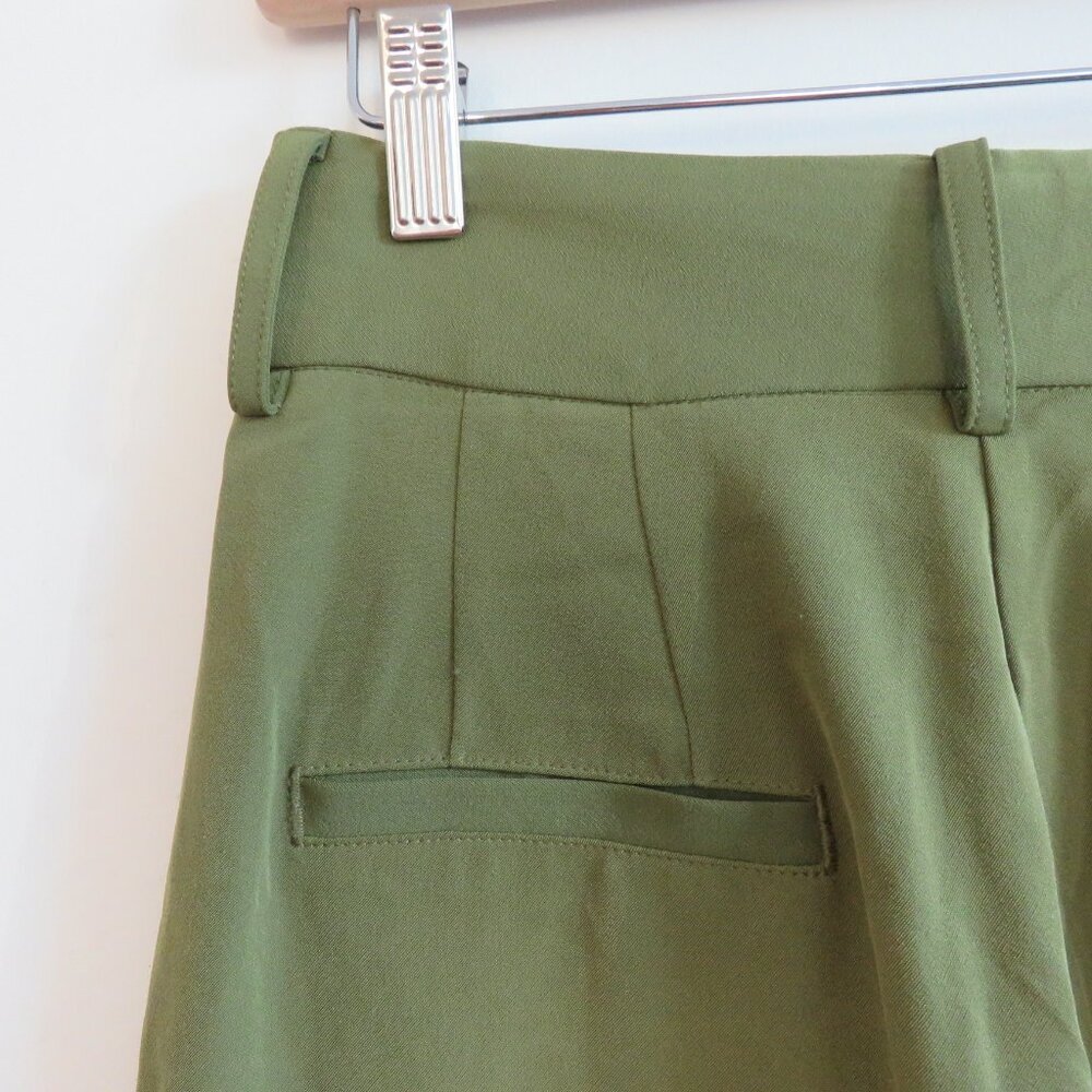 JASON WU High Rise Pleated Crepe Pants in Khaki Green Minimalist - Size US 2 - Picture 9 of 12